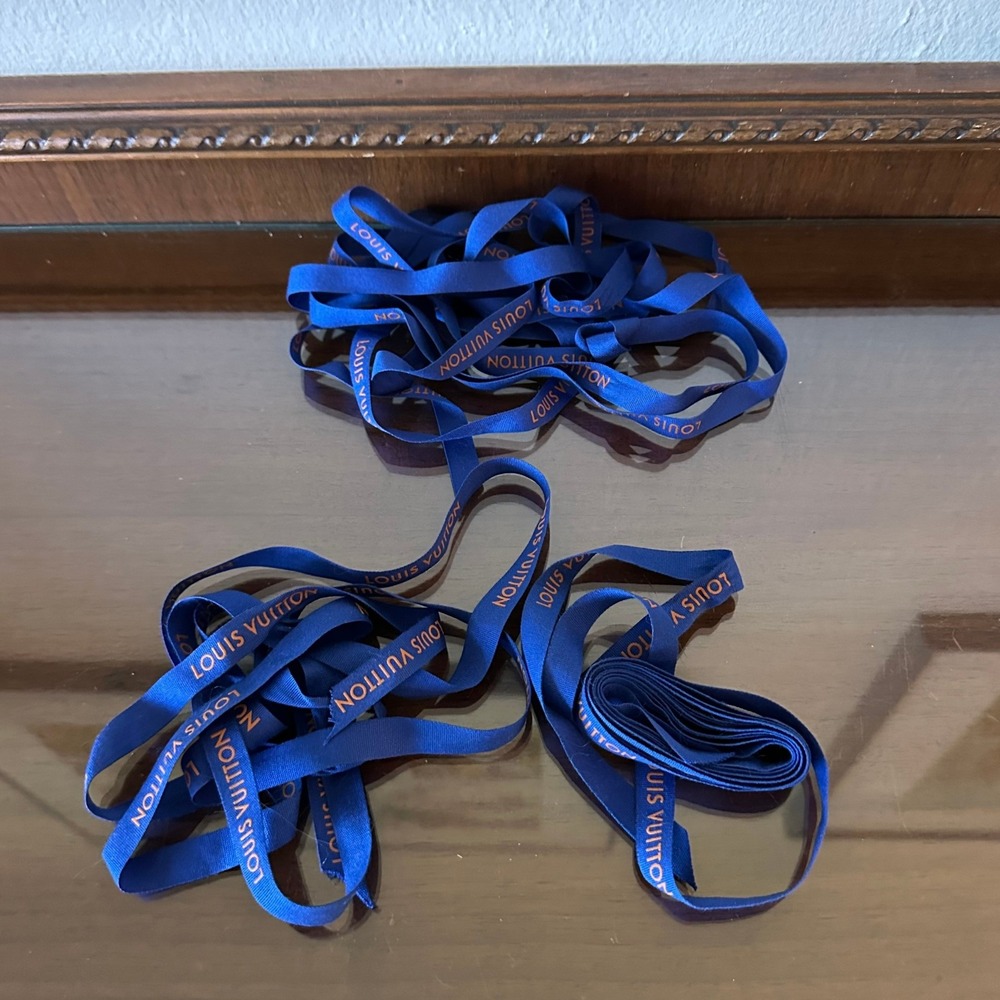 3 Louis Vuitton Authentic Blue Logo Gift Ribbon 72'' Bundle Lot Luxury Packaging